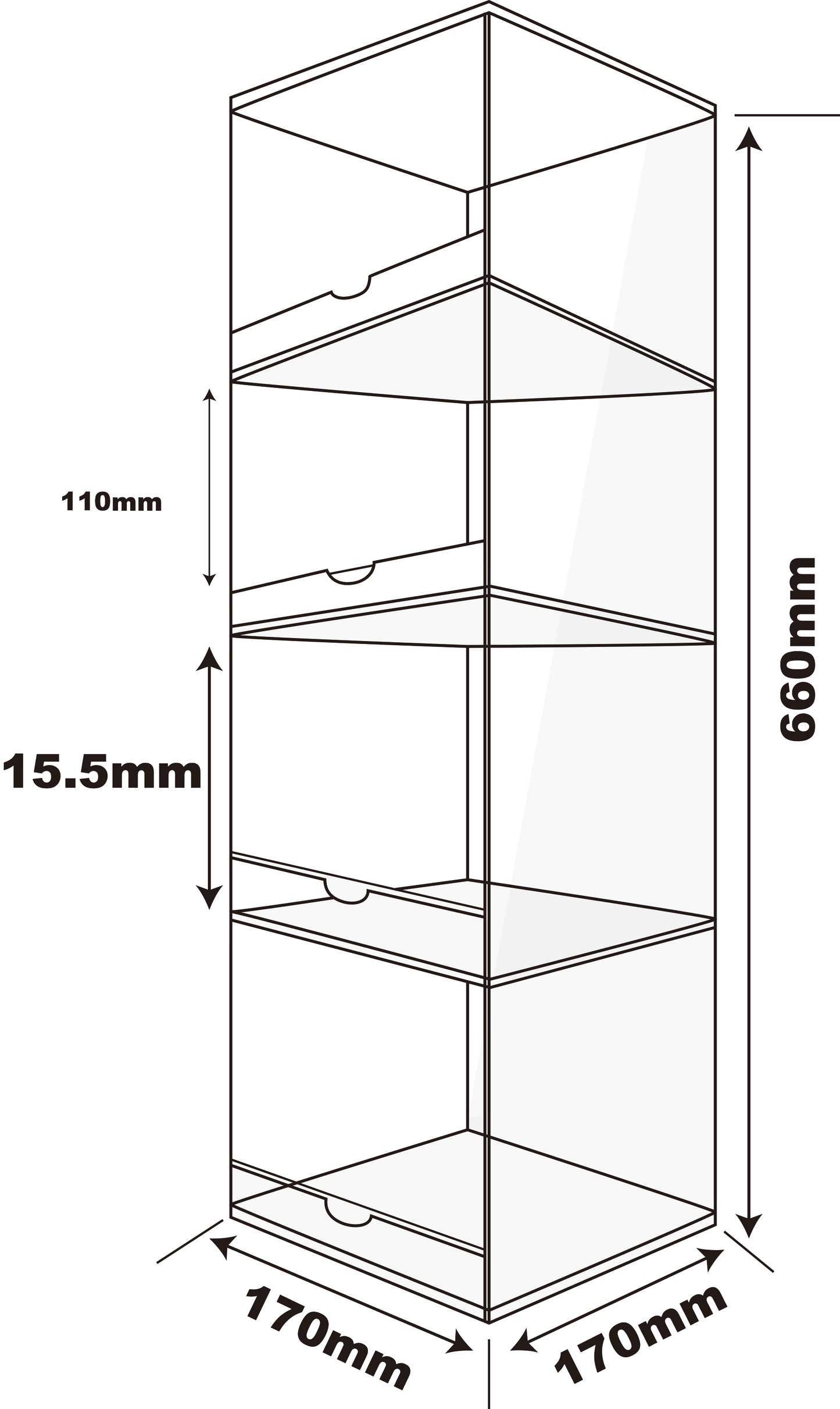 4 Tier Clean Acrylic Rack for  Cable & Charger  (17x17x66cm)
